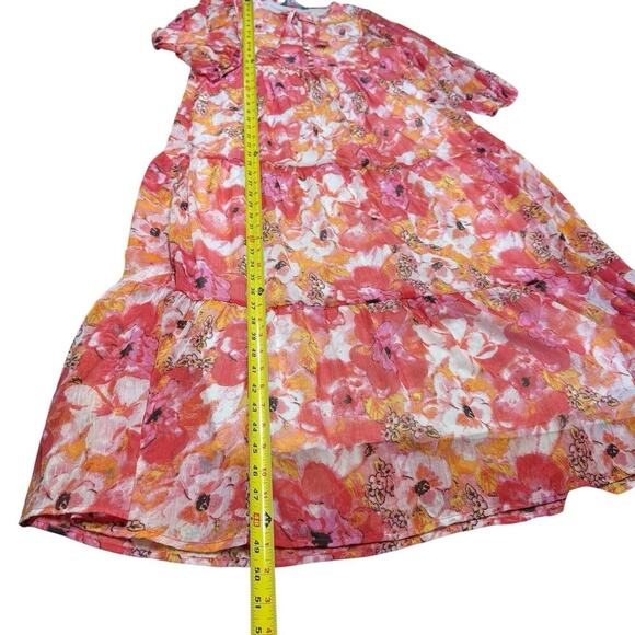Max Dress All Over Floral Print Tiered Pink Bohemian Whimsifairy Lightfairy Sz 4 - Picture 12 of 12